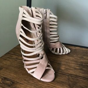 NastyGal Light Pink Strappy Heels